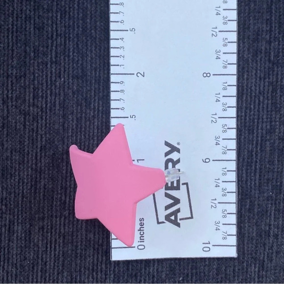 Hot Pink Star Earrings Pierced Matte  Finish - Picture 3 of 10